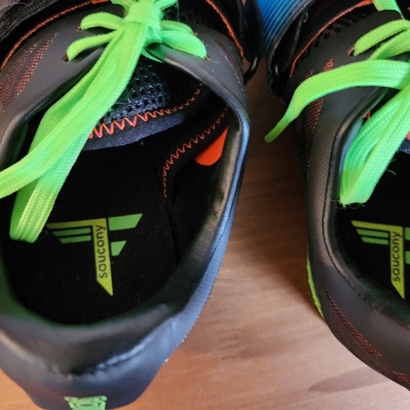 Men's Saucony Soarin J2 USA Size 10 Track Shoes Spikes Blue, Neon Green (Slime). - Picture 5 of 9